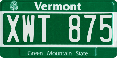 VT license plate XWT875
