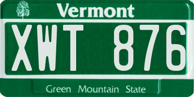 VT license plate XWT876