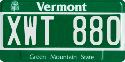 VT license plate XWT880