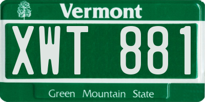 VT license plate XWT881