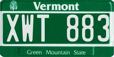 VT license plate XWT883