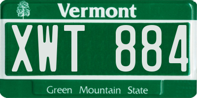 VT license plate XWT884