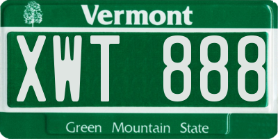 VT license plate XWT888