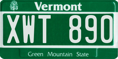 VT license plate XWT890
