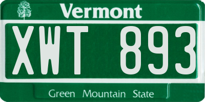 VT license plate XWT893
