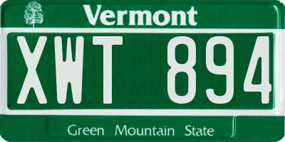 VT license plate XWT894