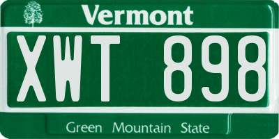 VT license plate XWT898