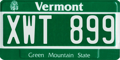 VT license plate XWT899