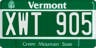VT license plate XWT905