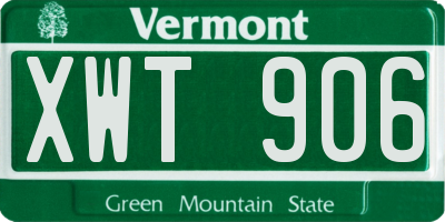 VT license plate XWT906