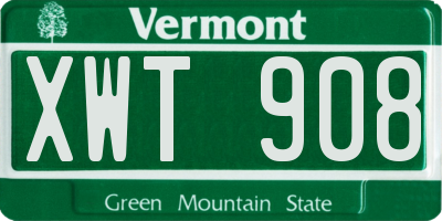 VT license plate XWT908