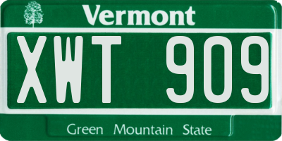 VT license plate XWT909