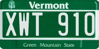 VT license plate XWT910
