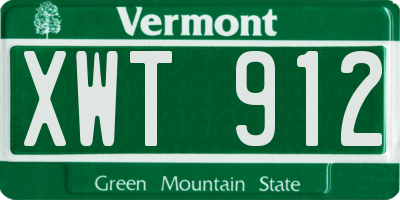 VT license plate XWT912
