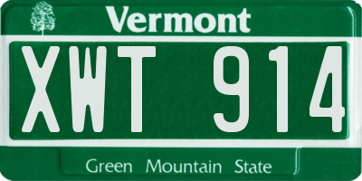 VT license plate XWT914