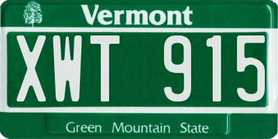 VT license plate XWT915