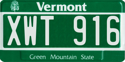 VT license plate XWT916