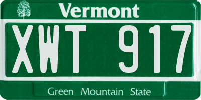 VT license plate XWT917