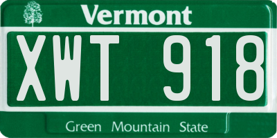 VT license plate XWT918