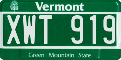 VT license plate XWT919