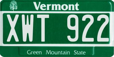VT license plate XWT922