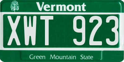 VT license plate XWT923