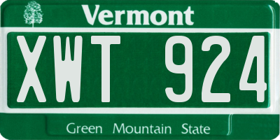 VT license plate XWT924