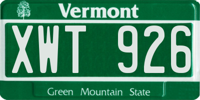 VT license plate XWT926