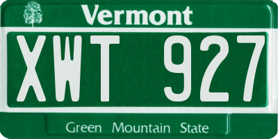 VT license plate XWT927