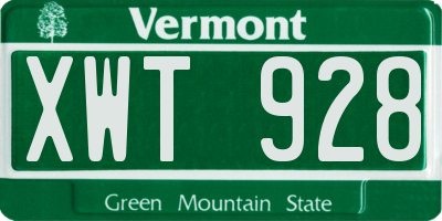 VT license plate XWT928