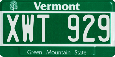 VT license plate XWT929