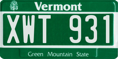 VT license plate XWT931