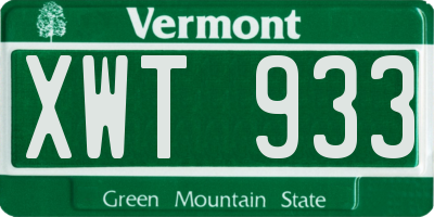 VT license plate XWT933