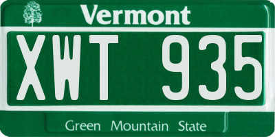 VT license plate XWT935