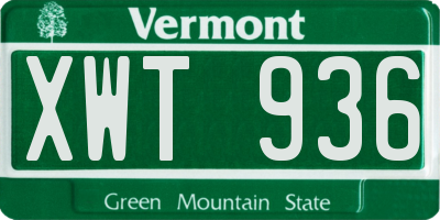 VT license plate XWT936
