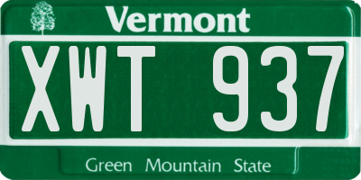 VT license plate XWT937