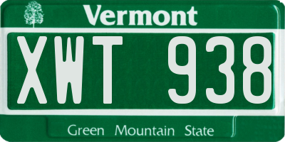 VT license plate XWT938