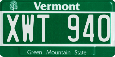 VT license plate XWT940
