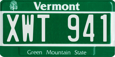 VT license plate XWT941