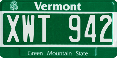 VT license plate XWT942