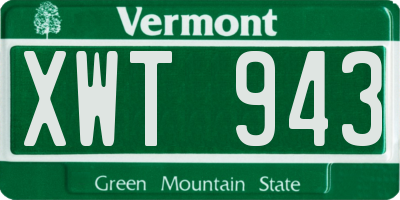 VT license plate XWT943