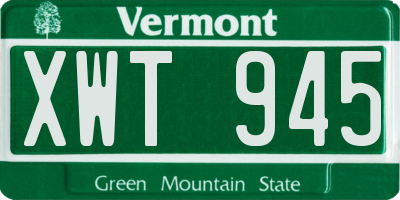 VT license plate XWT945