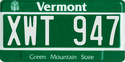 VT license plate XWT947