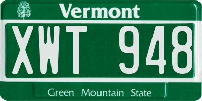 VT license plate XWT948