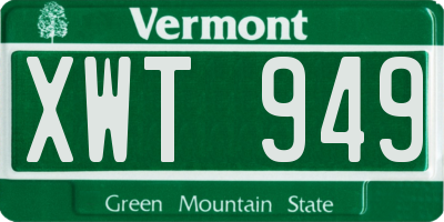 VT license plate XWT949