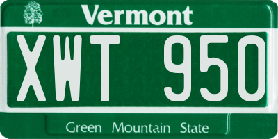 VT license plate XWT950