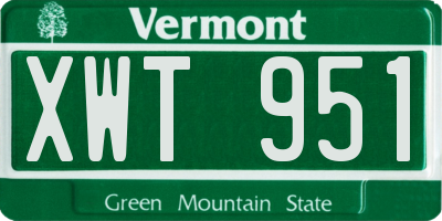 VT license plate XWT951