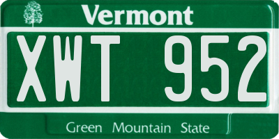 VT license plate XWT952