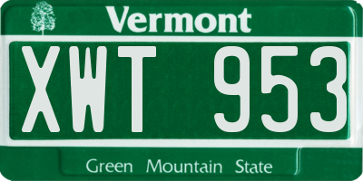 VT license plate XWT953