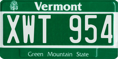 VT license plate XWT954